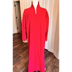 Vintage Vanity Fair Velour Luxe Red Long Robe Full Zip Made USA Large